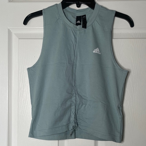 Adidas Magic Earth Sleeveless Loose Fit Cotton Cinch Tank Top - Picture 1 of 4